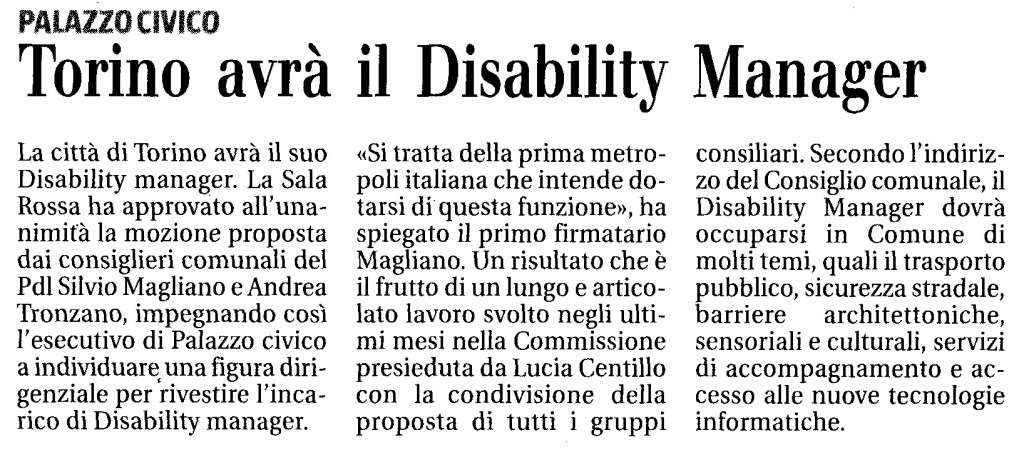 22.05.12_GiornalePiemonte_Disability manager