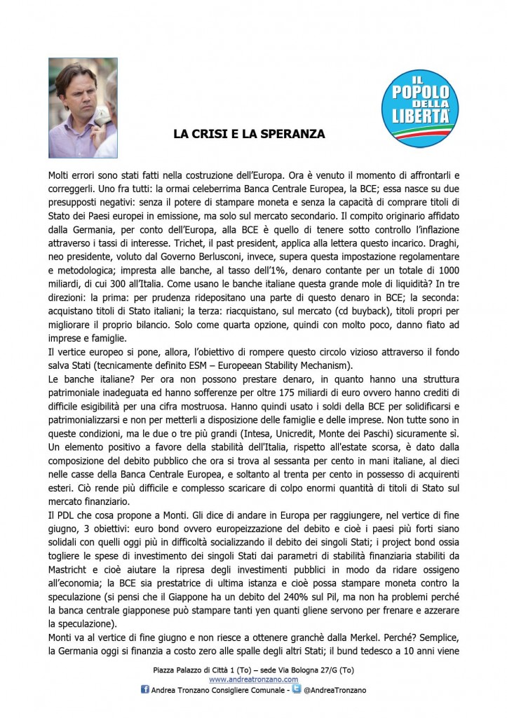 LETTERA AGLI ELETTORI luglio 2012