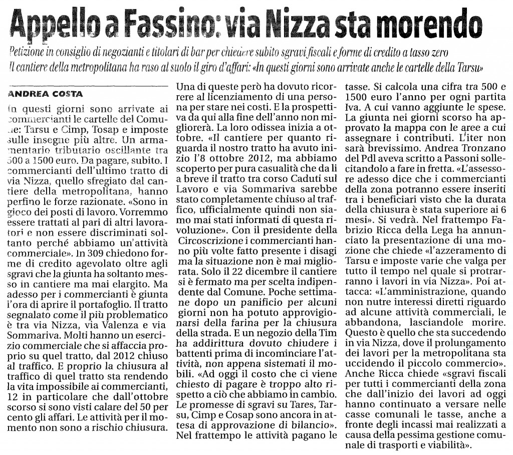 29.05.13_GiornalePiemonte_Commercianti via Nizza