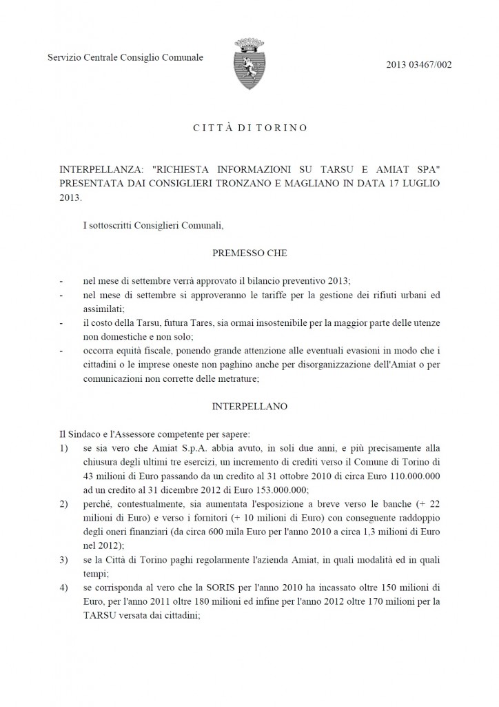 17.07.13_Interpellanza_Richiesta info Tarsu