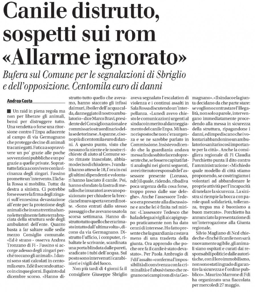 22.05.15_GiornalePiemonte_Assalto Enpa