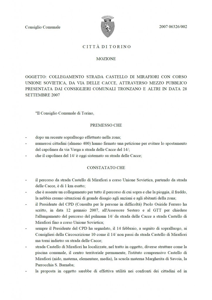 28.09.07_Mozione_Strada Castello Mirafiori