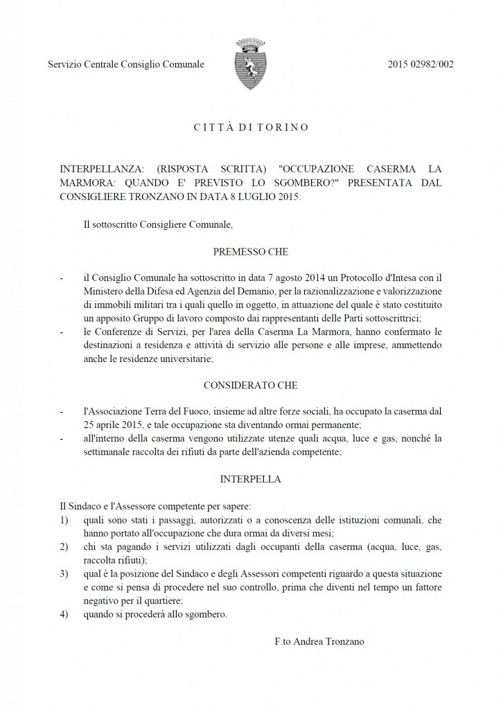 08.07.15_Interpellanza_Occupazione caserma Marmora